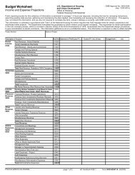 Budget Worksheet Income and Expense Projections - HUD