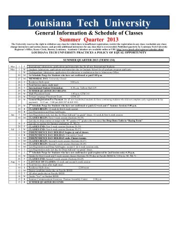 Summer 2013 General Information - Louisiana Tech University