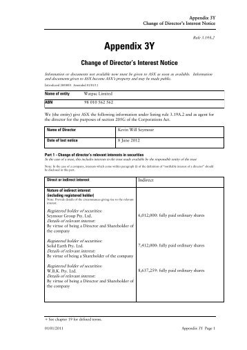 Appendix 3Y Change of Director's Interest Notice - Watpac