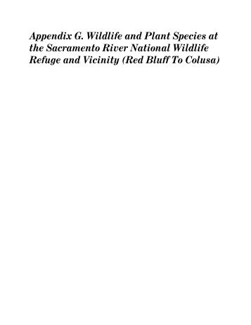 Appendix G. Wildlife and Plant Species at the Sacramento River ...