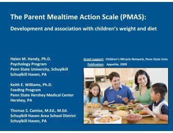 The Parent Mealtime Action Scale (PMAS): Development and ...