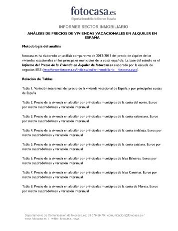 Informe Alquiler Vacacional 2013 (PDF) - Fotocasa