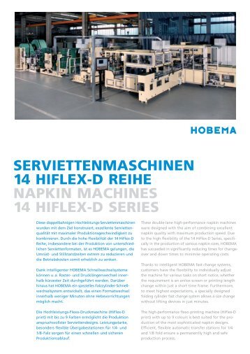 serviettenmaschinen 14 hiflex-d reihe napkin machines 14  hiflex-d ...
