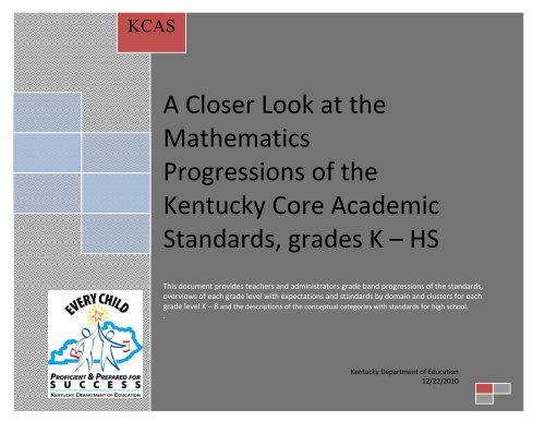 Standards with Progressions grades K-HS v. 1.3 - Kentucky ...