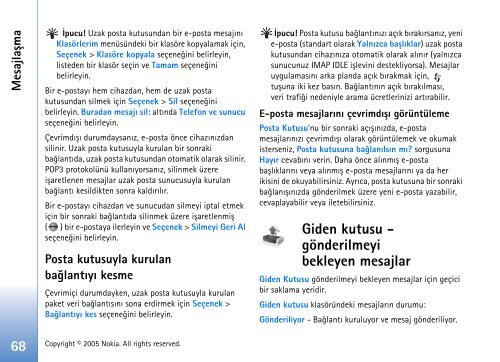 Nokia N70 cihazınız - File Delivery Service - Nokia