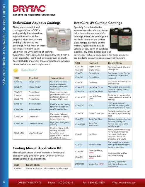 Drytac Product Reference Guide October 2011