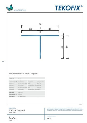 ProduktdatenblÃ¤tter TEKOFIX Tragprofile - BEMO