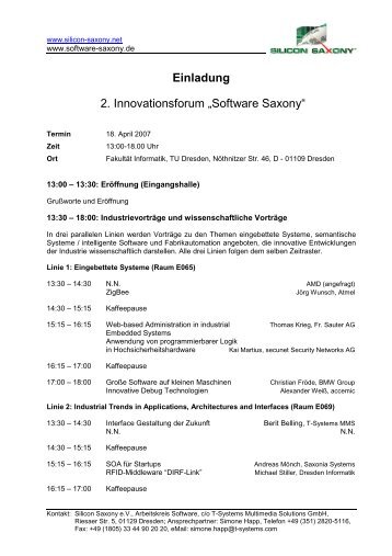 Einladung Innoforum - Arbeitskreis Software