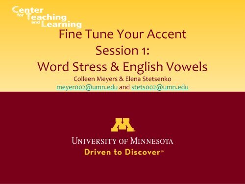 Word Stress & English Vowels - TESOL Community