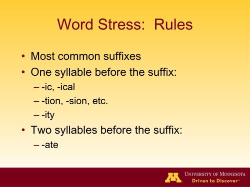 Word Stress & English Vowels - TESOL Community