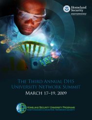 The Third Annual DHS University Network Summit March 17â19, 2009