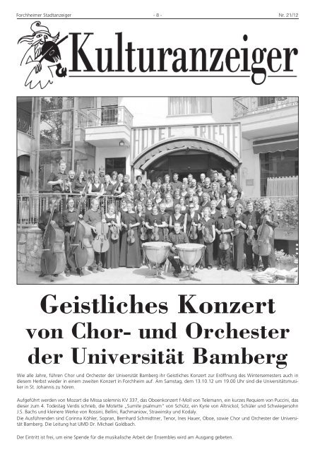 Stadtanzeiger Nr. 21 vom 12.10.12 - Forchheim