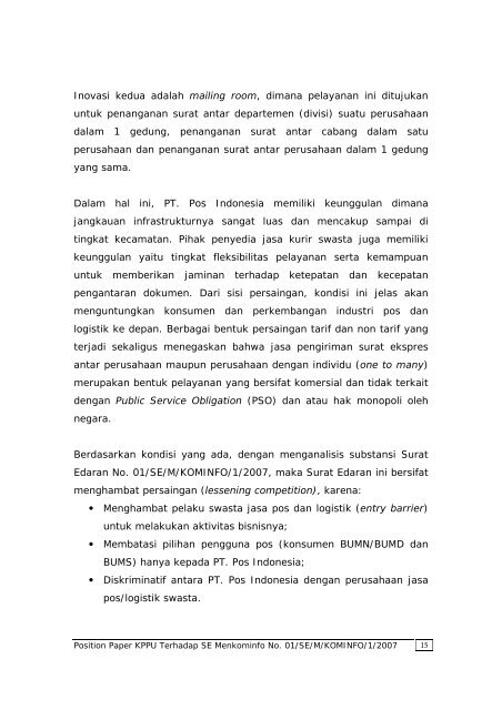 position paper komisi pengawas persaingan usaha ... - KPPU