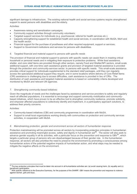 2014 Syrian Arab Republic Humanitarian Assistance Response Plan (SHARP)