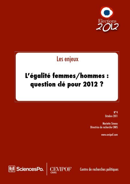 L'Ã©galitÃ© femmes/hommes : question clÃ© pour 2012 - cevipof