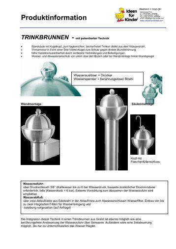 Produktinformation TRINKBRUNNEN - mit patentierter Technik