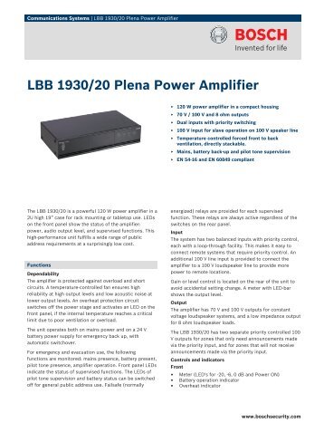 LBB 1930/20 Plena Power Amplifier - WES Components