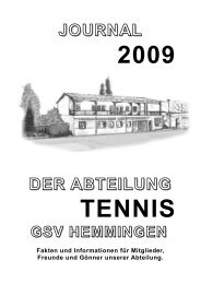 Tennisjournal 2009 - GSV Hemmingen