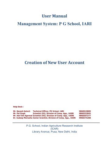 User Registeration Tutorial - PG School, IARI Management System ...