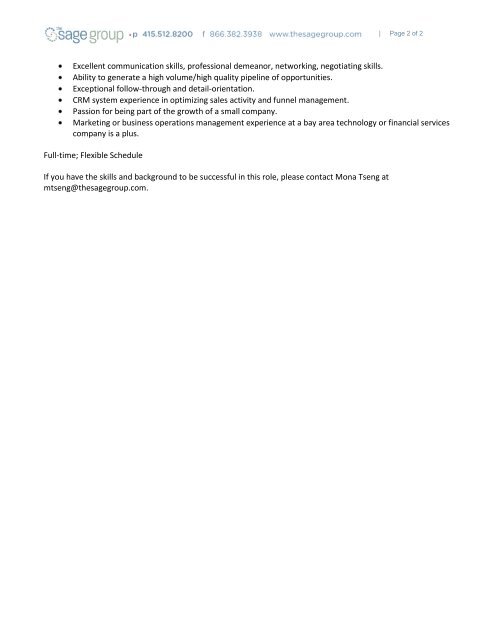 Vice President of Business Development - Job Description - Students