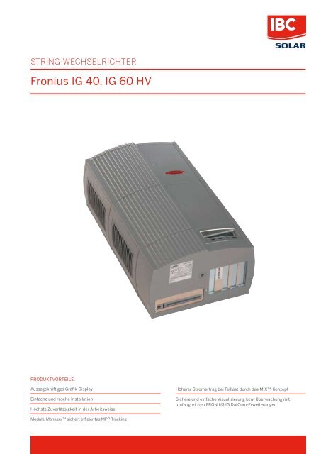 Fronius IG 40, IG 60 HV - pew