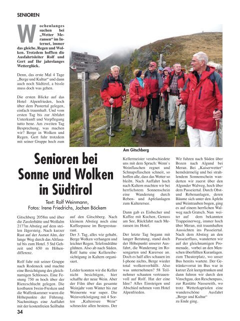 Senioren bei Sonne und Wolken in SÃ¼dtirol (S. 34 ... - DAV Reutlingen