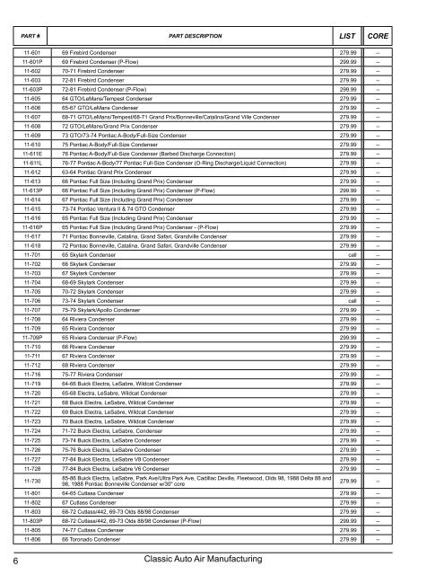 Factory Air Conditioning Parts & Service Catalog - Classic Auto Air