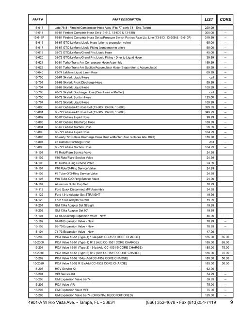 Factory Air Conditioning Parts & Service Catalog - Classic Auto Air