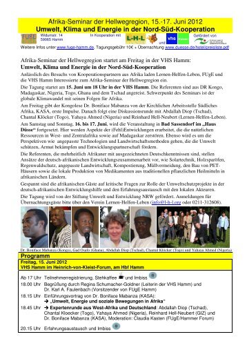 EINLADUNG Afrika-Seminar zu Umwelt und Nord ... - FUgE Hamm