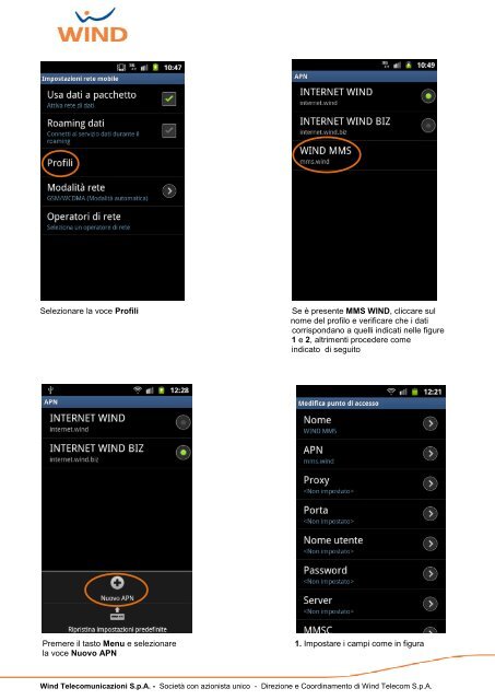 Samsung GT-S5300 Configurazione Profilo MMS Premere l ... - Wind