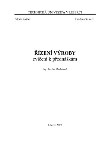 řízení výroby - Katedra oděvnictví