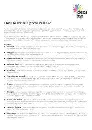How to write a press release - IdeasTap
