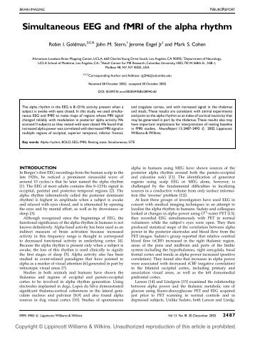 Simultaneous EEG and fMRI of the alpha rhythm - Brainmapping.ORG