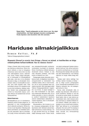 ROMAN KALLAS: Hariduse silmakirjalikkus