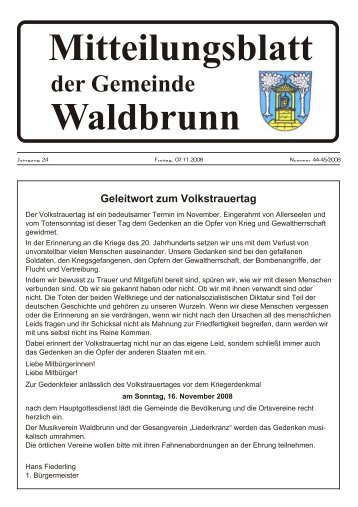 Ge leit wort zum Volks trau er tag - Gemeinde Waldbrunn in ...