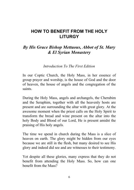 How to Benefit from the Holy Liturgy - Pope Kirillos Scientific Family
