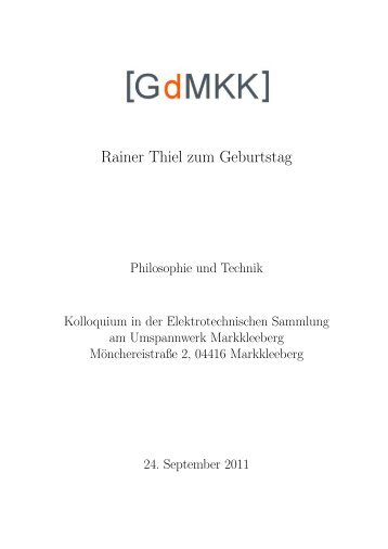 Rainer Thiel zum Geburtstag - Prof. Dr. Hans-Gert GrÃ¤be