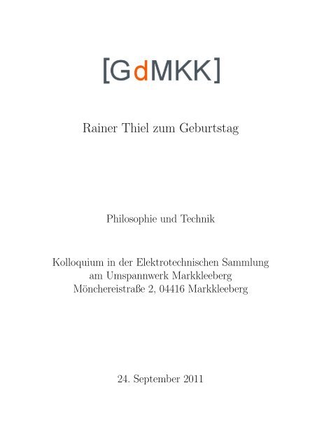 Rainer Thiel zum Geburtstag - Prof. Dr. Hans-Gert GrÃ¤be