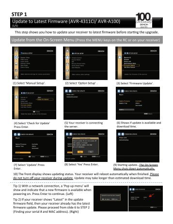 Upgrade instructions and order sheet for AVR-4311CI ... - DENON CA