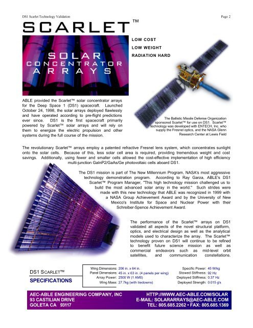 The Scarlet Solar Array - PDS Small Bodies Node