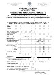 Fiches du concours - Université de Yaoundé I