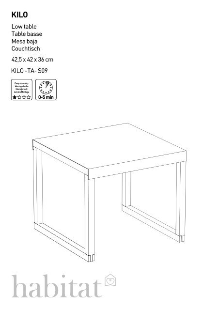 42,5 x 42 x 36 cm KILO -TA- S09 Low table Table basse ... - Habitat