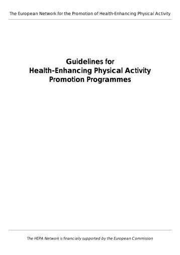 Guidelines for Health-Enhancing Physical Activity ... - panh.ch