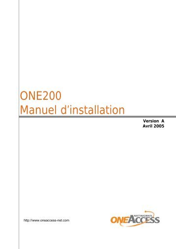 ONE200 Manuel d'installation - OneAccess extranet