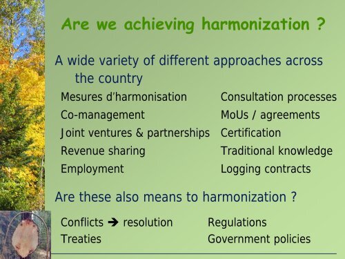 What is harmonization - Canadian Institute of Forestry