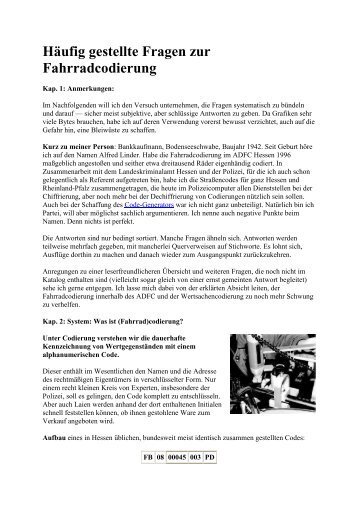 Häufig gestellte Fragen zur Fahrradcodierung - ADFC Hessen