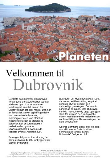 Hent komplett Dubrovnik reiseguide fra Reiseplaneten her!