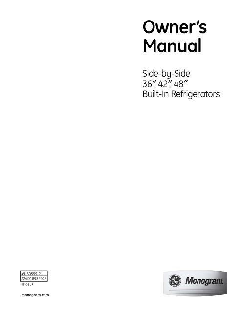 Owner's Manual - GE Monogram
