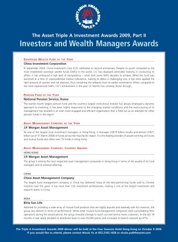 Investors and Wealth Managers Awards - The Asset