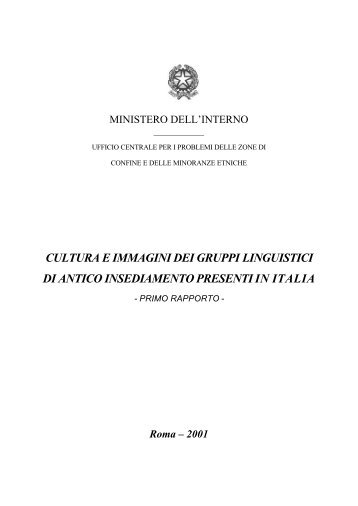 cultura e immagini dei gruppi linguistici di antico insediamento ...